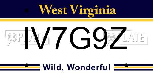 IV7G9Z West Virginia License Plate