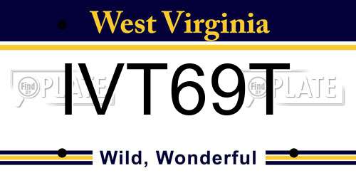 IVT69T West Virginia License Plate