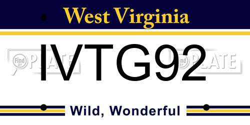 IVTG92 West Virginia License Plate