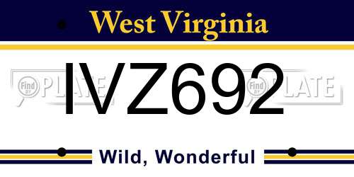 IVZ692 West Virginia License Plate