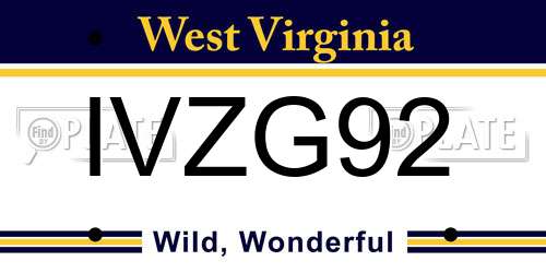 IVZG92 West Virginia License Plate