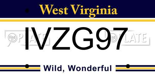IVZG97 West Virginia License Plate