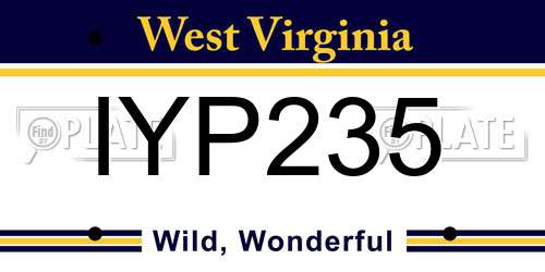 IYP235 West Virginia License Plate