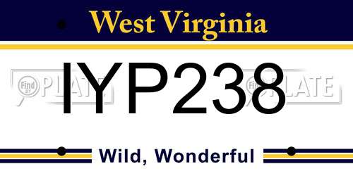 IYP238 West Virginia License Plate