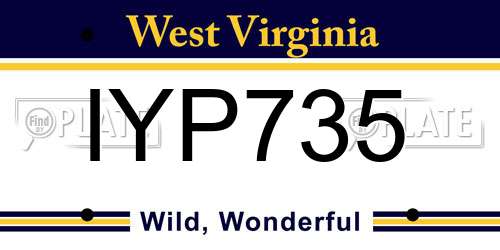 IYP735 West Virginia License Plate