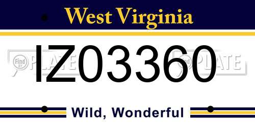 IZ03360 West Virginia License Plate