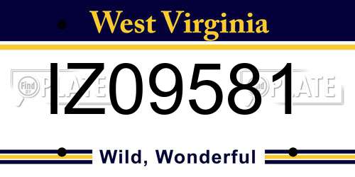IZ09581 West Virginia License Plate