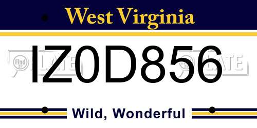 IZ0D856 West Virginia License Plate