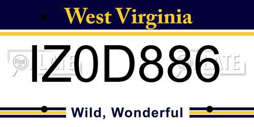 IZ0D886 West Virginia License Plate