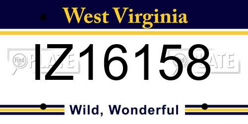 IZ16158 West Virginia License Plate