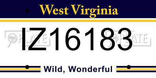 IZ16183 West Virginia License Plate