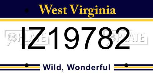 IZ19782 West Virginia License Plate