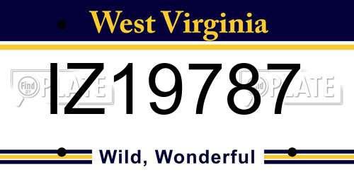IZ19787 West Virginia License Plate