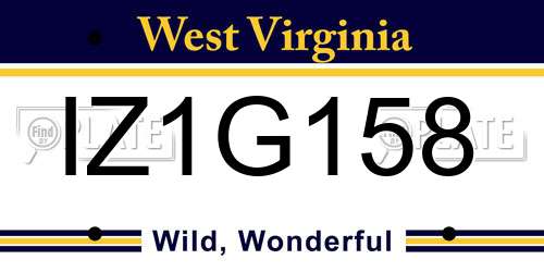 IZ1G158 West Virginia License Plate