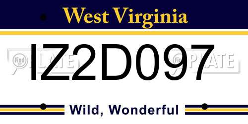IZ2D097 West Virginia License Plate