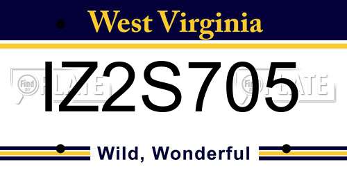 IZ2S705 West Virginia License Plate