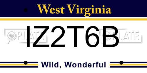 IZ2T6B West Virginia License Plate