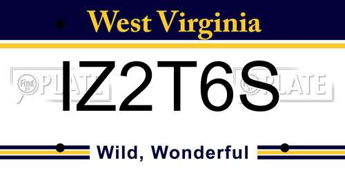 IZ2T6S West Virginia License Plate