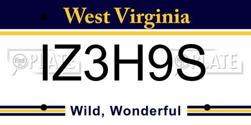 IZ3H9S West Virginia License Plate