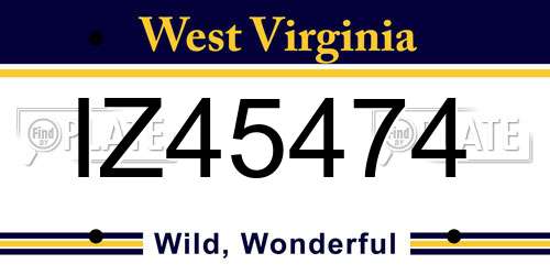 IZ45474 West Virginia License Plate