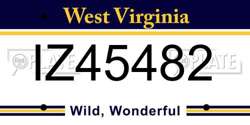 IZ45482 West Virginia License Plate