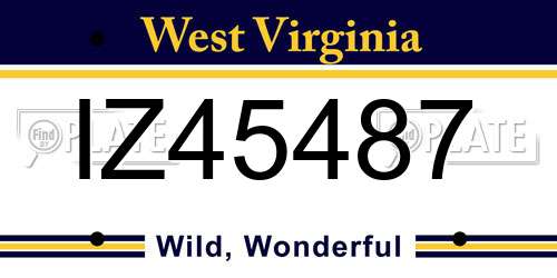 IZ45487 West Virginia License Plate