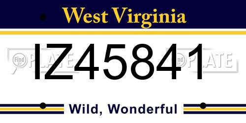 IZ45841 West Virginia License Plate