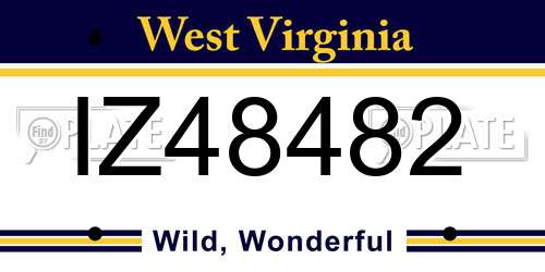 IZ48482 West Virginia License Plate