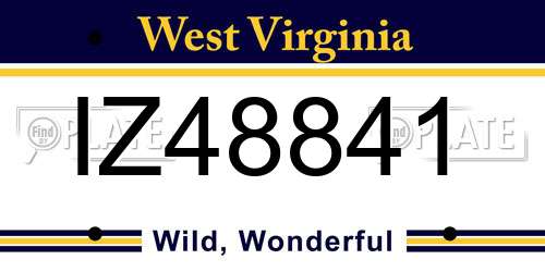 IZ48841 West Virginia License Plate