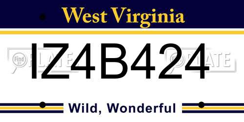 IZ4B424 West Virginia License Plate