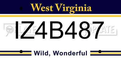 IZ4B487 West Virginia License Plate