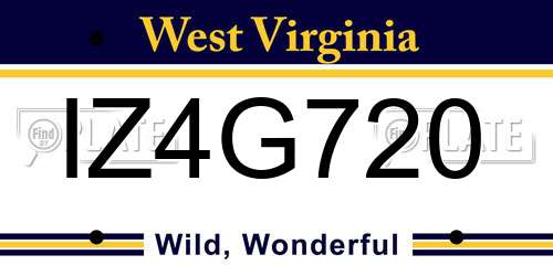 IZ4G720 West Virginia License Plate