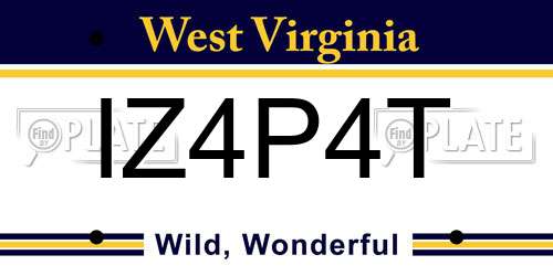IZ4P4T West Virginia License Plate