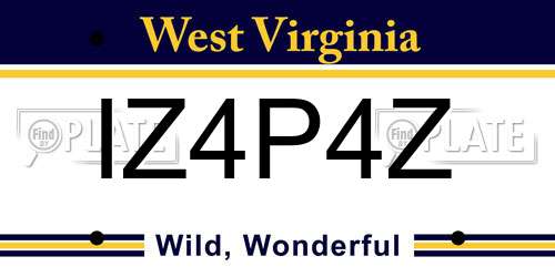 IZ4P4Z West Virginia License Plate