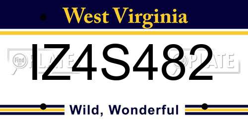 IZ4S482 West Virginia License Plate
