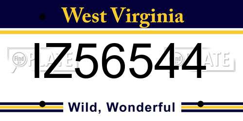IZ56544 West Virginia License Plate