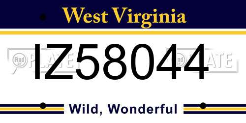 IZ58044 West Virginia License Plate