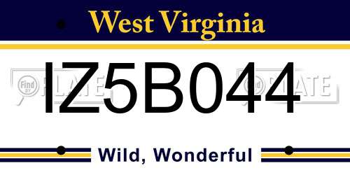 IZ5B044 West Virginia License Plate