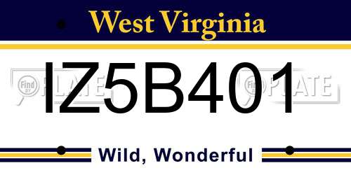IZ5B401 West Virginia License Plate