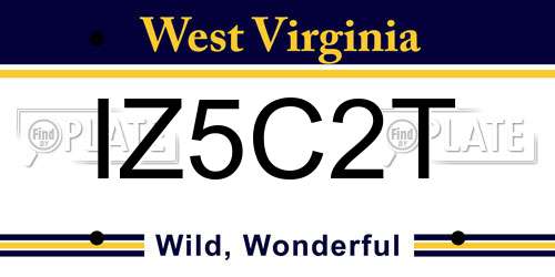 IZ5C2T West Virginia License Plate