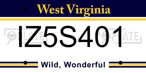 IZ5S401 West Virginia License Plate
