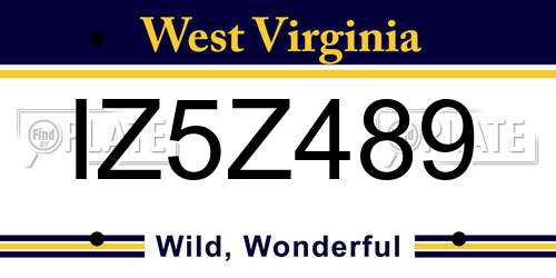 IZ5Z489 West Virginia License Plate