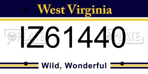 IZ61440 West Virginia License Plate