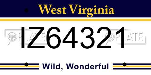 IZ64321 West Virginia License Plate
