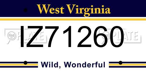 IZ71260 West Virginia License Plate