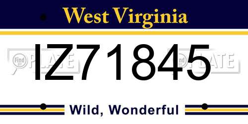 IZ71845 West Virginia License Plate