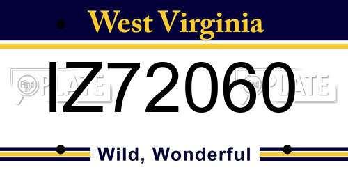 IZ72060 West Virginia License Plate