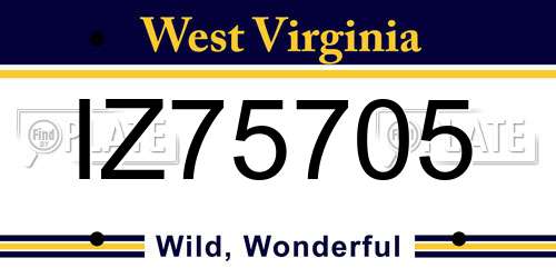 IZ75705 West Virginia License Plate