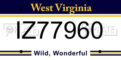 IZ77960 West Virginia License Plate