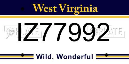 IZ77992 West Virginia License Plate